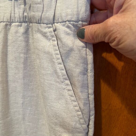Sonoma Linen‎ Blend High Waist Shorts Womens 2X Creamy Tan Elastic Waist Pockets - Picture 3 of 9